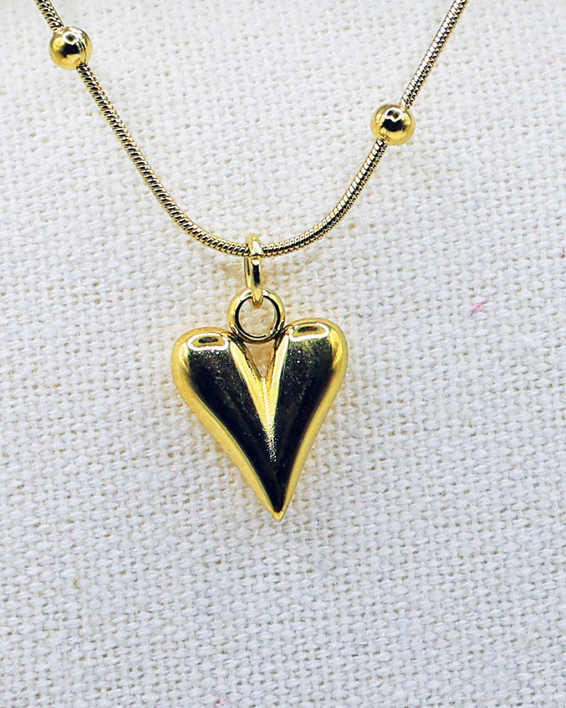 Full Gold Heart Necklace